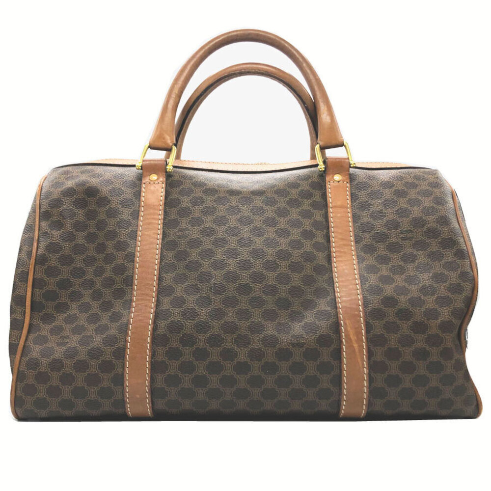Celine Bag Macadam Brown Leather Handbag Boston Brown